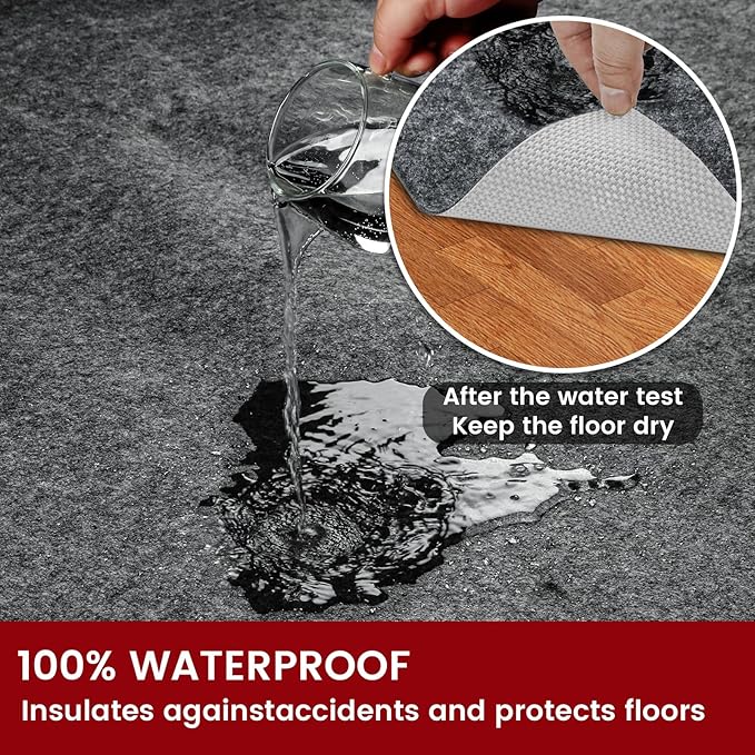 Waterproof Rug Pad, 8x10 ft Area Rug Non-Slip Carpet Pad, 1/4" Thick Non-Slip Rug Pads for All Floors and Finishes, Felt Pad for Hardwood Floors, Keeps Carpets in Place Soft and Safe