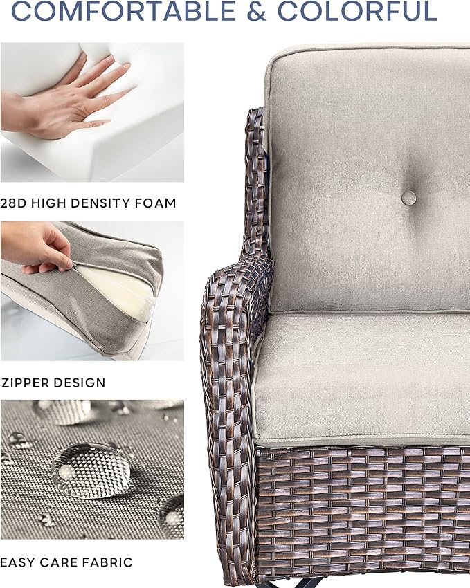 22x25/22x24 Outdoor Furniture Cushions Set of 6 - Comfortable Patio Chair Cushion for Rattan Wicker Dining Rocking Swivel Chairs Loveseat Couch L-Shape Sectional Sofa - Beige/Button
