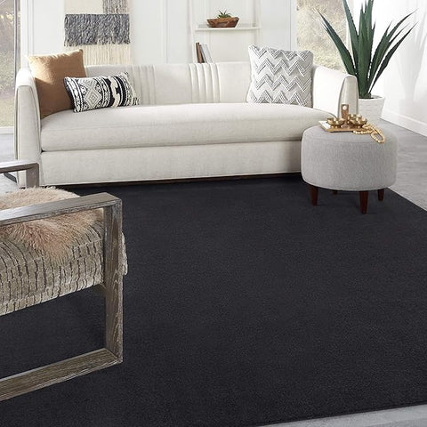 Nourison Home Essentials Solid Contemporary Black 7' X 10' Area Rug , 7' X 10'