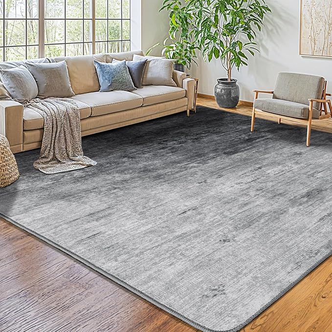 Washable Rug 6x9 Area Rugs for Living Room - Stain Resistant Non-Slip Backing Boho Rug for Bedroom,Durable & Ultra-Thin Vintage Large Area Rug(6x9,Gray)