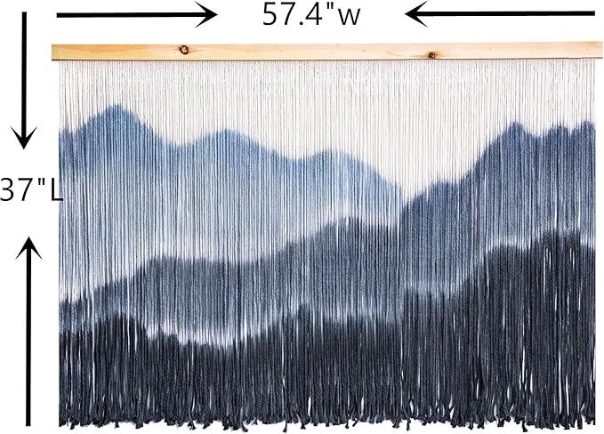 laddawan Extra Large Boho Wall Decor For Bedroom Macrame Wall Hanging Dip-Dyed Tapestry Modern Wooden Home Wall Art For Living room (black3)