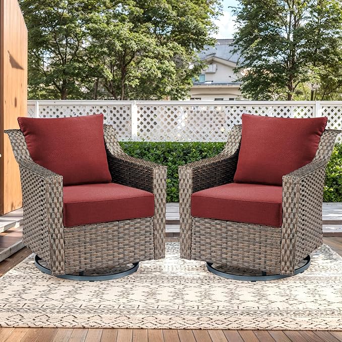 Outdoor Seat Cushion Set-24 x 24 x 6 Inch Outdoor Chair Cushions with Water Resistant & Removable Cover Outdoor Cushions for Patio Furniture Chair Sofa Couch-Red