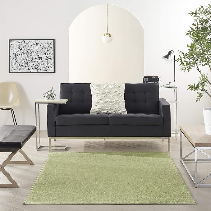 Nourison Home Essentials Indoor/Outdoor Green 6' x 9' Area Rug, Easy Cleaning, Non Shedding, Bed Room, Living Room, Dining Room, Backyard, Deck, Patio (6x9)