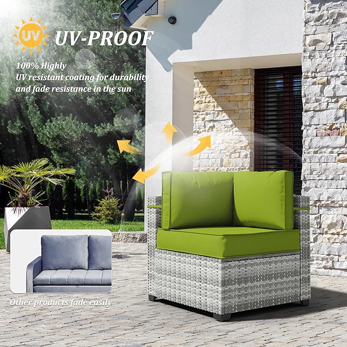 14 Pcs Outdoor Cushion Covers Patio Cushion Slipcovers Replacement Splash Proof with Zipper for Outdoor Furniture, Patio Sofa Couch 3 Sizes, Covers Only