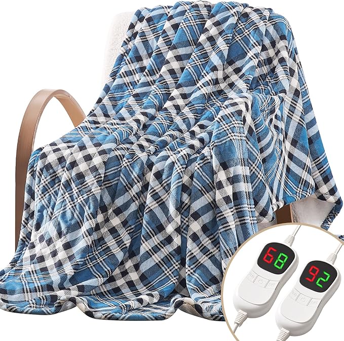 Homemate Electric Blanket Heated King Size - 100“x90“ Ultra Soft Cozy Flannel Heating Blanket with 10 Fast Heat Levels 8 Hours Auto Off Over-Heated Protection ETL Certification Keep Warm in Home