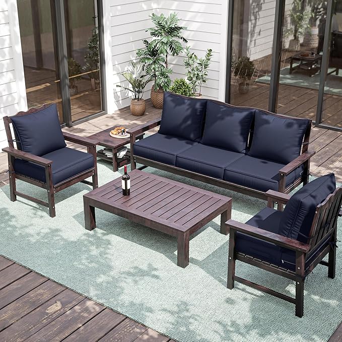 Premium Outdoor Seat Cushion Chair Cushions for Patio Furniture 24 L X 24 W X 5 H Waterproof & Fade Resistant Deep Seat and Backrest Cushion Set with Removable Covers for Chair, Sofa
