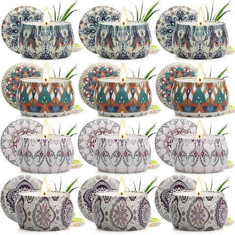 12 Pack Citronella Candles Outdoor, Natural Scented Candles for Patio, 360 Hours Lasting Soy Wax Citronella Candle Set, Summer Portable Candle Bulk for Garden, Patio, Balcony, Camping, Indoor