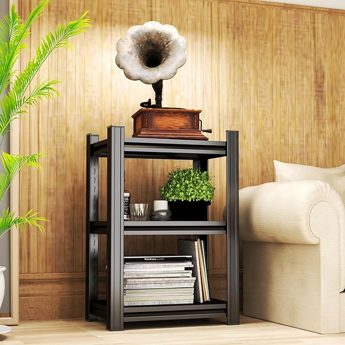 Tall Bookshelf with Open Shelves, Metal Office Book Shelf, Adjustable Organizer Bookcase, Standing Storage Organizer Shelf for Living Room (20W*14" D*32" H)