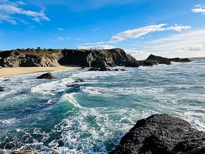 Bodega Bay Coastal Wall Art – Framed Ocean Photography Print – California Nature Landscape Poster – Seascape Decor for Living Room or Bedroom - (16x20 inches) - Wooden Framed (White)