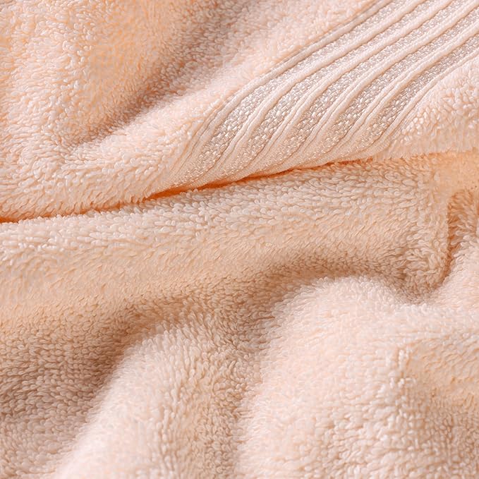 Superior Egyptian Cotton 4-Piece Bath Towel Set for Shower, Bath, Spa, Resort, Hotel, Soft Body Towels, Airbnb Essentials, Apartment, Dorm, Quick Dry, Absorbent, Bathroom Basics, Peach
