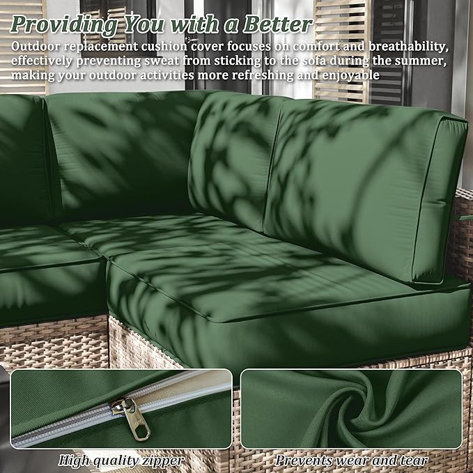 14 Pcs Outdoor Cushion Slipcovers Patio Cushion Covers Replacement Waterproof with Zipper for Outdoor Furniture, Patio Sofa Couch 3 Sizes, Covers Only