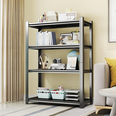 Tall Bookshelf with Open Shelves, Metal Office Book Shelf, Adjustable Organizer Bookcase, Standing Storage Organizer Shelf for Living Room (40" W*18" D*54")