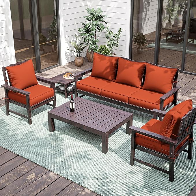 Premium Outdoor Seat Cushion Chair Cushions for Patio Furniture 24 L X 24 W X 5 H Waterproof & Fade Resistant Deep Seat and Backrest Cushion Set with Removable Covers for Chair, Sofa