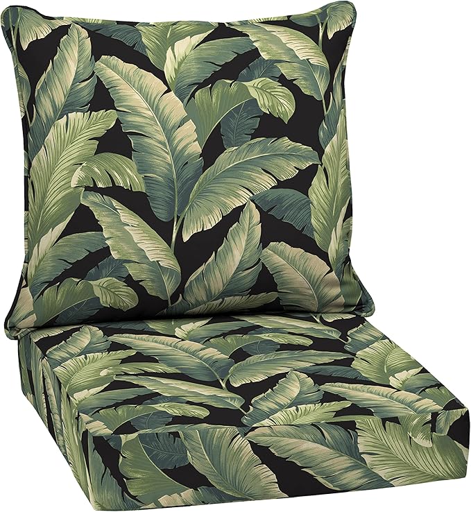 Arden Outdoor Deep Seat Cushion Set, 24 in x 24 in, Weather-Proof, Rain-Proof, Fade Resistant Patio Cushion for Chair, Sofa, and Couch Onyx Cebu