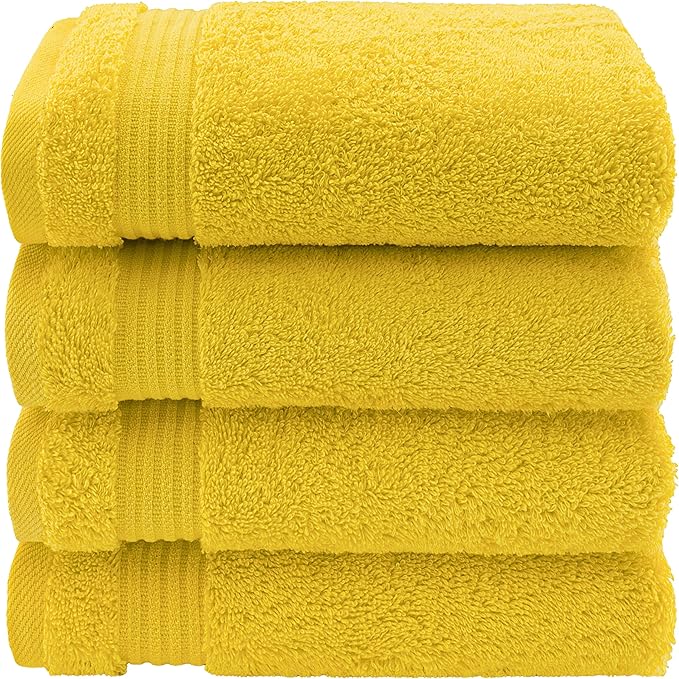 American Veteran Towel, Hand Towels for Bathroom Set of 4, 100% Cotton Turkish Hand Towel Sets Clearance Prime, Soft Drying Hand Face Towels, Yellow Hand Towels