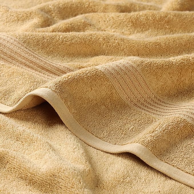 Superior Egyptian Cotton 2-Piece Bath Sheet Towel Set, Oversized Body Towels For Adults And Kids, Large Towel For Bath, Shower, Guest Bathroom, Spa, Gym, Resort, Essentials, Airbnb, Gold