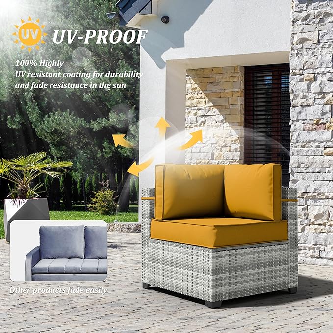 14 Pcs Outdoor Cushion Covers Patio Cushion Slipcovers Replacement Splash Proof with Zipper for Outdoor Furniture, Patio Sofa Couch 3 Sizes, Covers Only