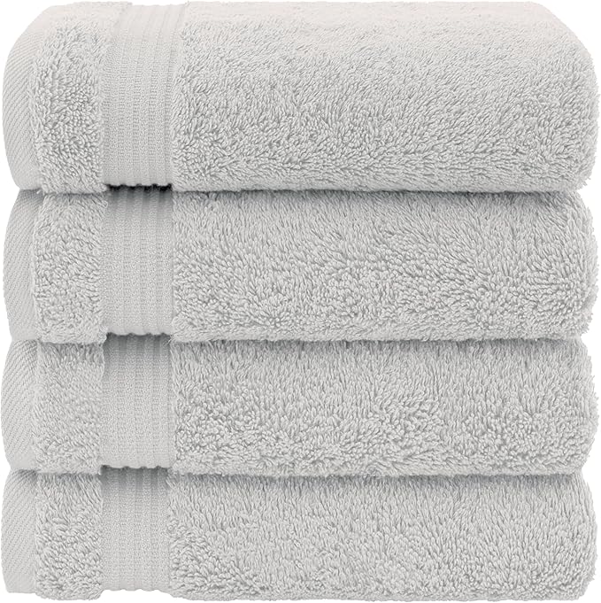 American Veteran Towel, Hand Towels for Bathroom Set of 4, 100% Cotton Turkish Hand Towel Sets Clearance Prime, Soft Drying Hand Face Towels, Silver Grey Hand Towels