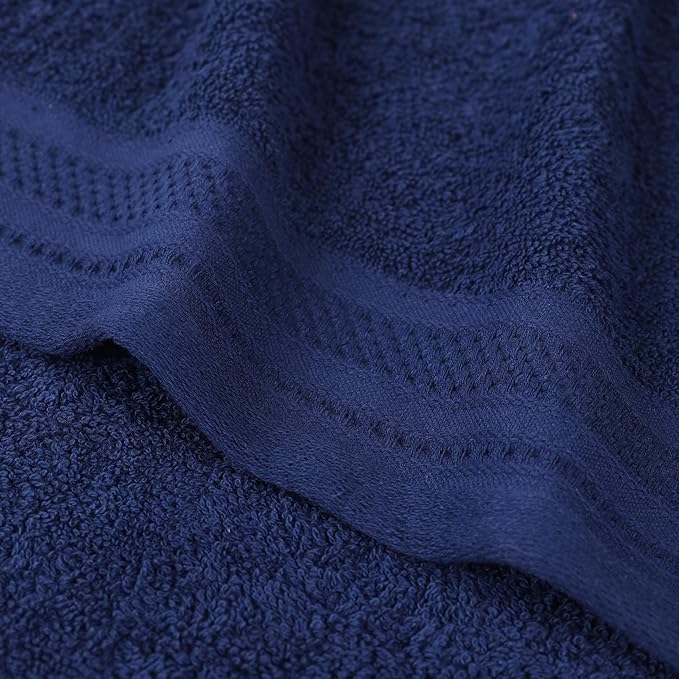 Superior Honeycomb Cotton Medium Weight Towels, for Guest Bath, Master Bathroom, Shower, Adults, Home Essentials, Textured Waffle Border, Assorted Towel Set, 12 Piece Face Towel Set, Navy Peony
