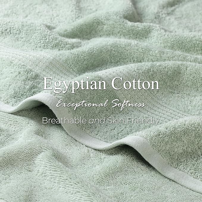 Superior Egyptian Cotton 3-Piece Towel Set, Basic Towels For Bathroom, Home Decor, Guest Bath, Shower, Apartment, Included 1 Face, 1 Hand, 1 Bath Towel, Washcloth, Quick Dry, Sage