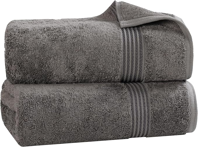 Superior Egyptian Cotton Bath Sheet Set, Oversized Towels for Home Bathroom, Master, Guest Bath, Decor Essentials, Quick Dry, Absorbent, Large Body Towel, Spa, Hotel, Resort, Set of 2, Charcoal