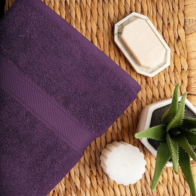 BLUENILEMILLS Premium Towel Collection, Egyptian Cotton Towels for Shower and Bathroom Assorted 6-Piece Towel Set, 30" x 55", 20" x 30", 13" x 13", Plum by Blue Nile Mills