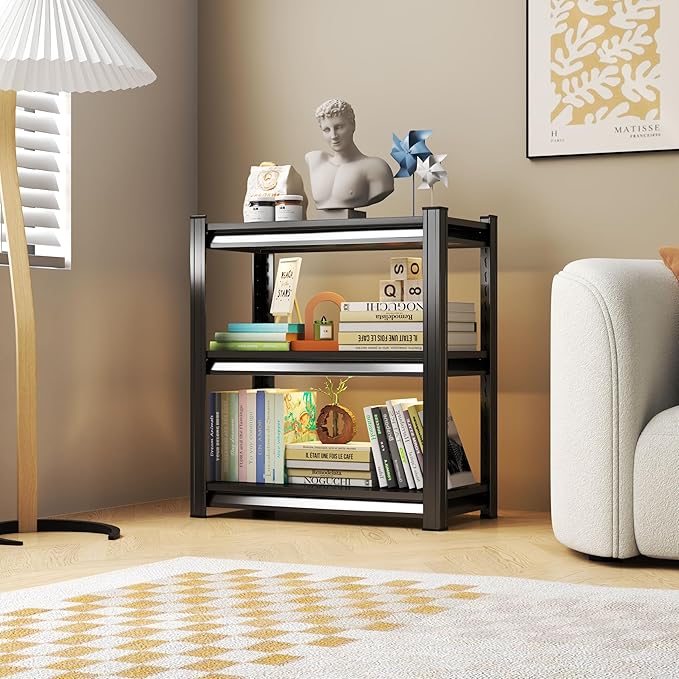 Tall Bookshelf with Open Shelves, Metal Office Book Shelf, Adjustable Organizer Bookcase, Standing Storage Organizer Shelf for Living Room (27.6" W*13.8" D*31.5" H)