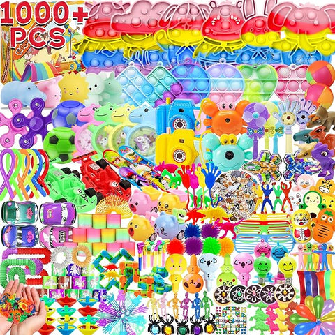 1000+ PCS Party Favors for Kids,Fidget Toys Pack,Valentines Stocking Stuffers, Birthday Gift, Treasure Box,Goodie Bag Stuffers, Carnival Prizes, Toys Filler Sensory Toy for Classrooom