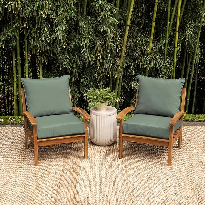 Arden earthFIBER Outdoor Deep Seat Cushion Set, 24 x 24, Rain-Proof, Fade Resistant, Deep Seat Bottom and Back Cushion for Chair, Sofa Sage Green Texture