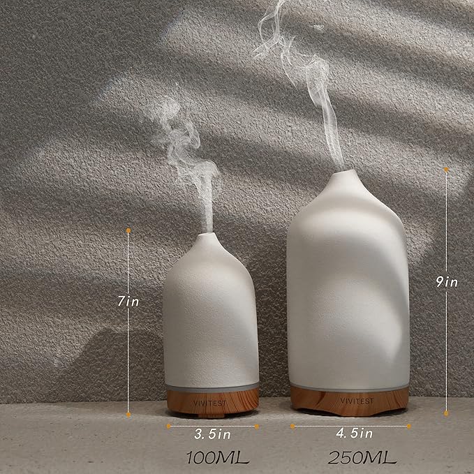 VIVITEST Ceramic Diffusers,Stone Essential Oil Diffuser, Ultrasonic Aromatherapy Diffusers for Home