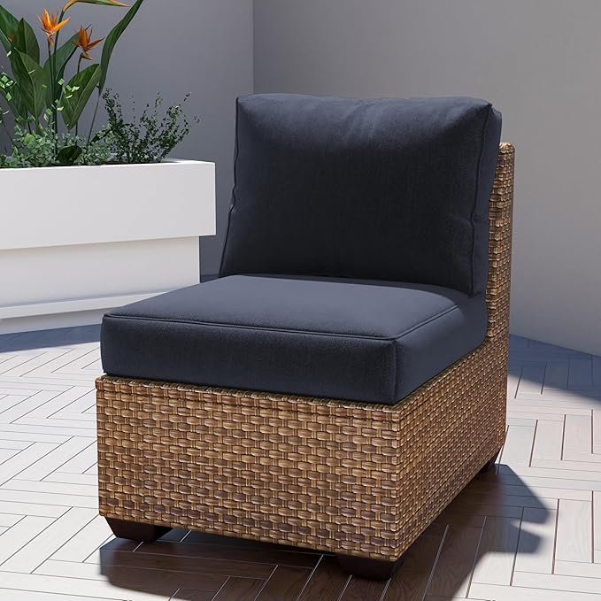 UIXE Outdoor Deep Seat Cushion Set with Slipcovers, Patio Furniture Cushions & Back Pad, Water-Resistant Outdoor Cushion Covers Backyard Sectional Sofa Cushions for Bistro Chair - Navy Blue