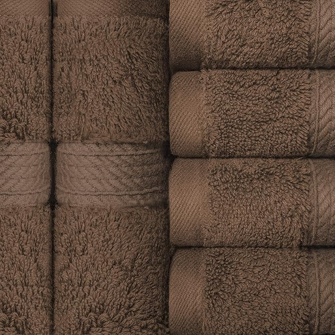 BLUENILEMILLS Premium Towel Collection, Egyptian Cotton Towels for Shower and Bathroom Assorted 6-Piece Face Towel Set, 13" x 13", Chocolate by Blue Nile Mills