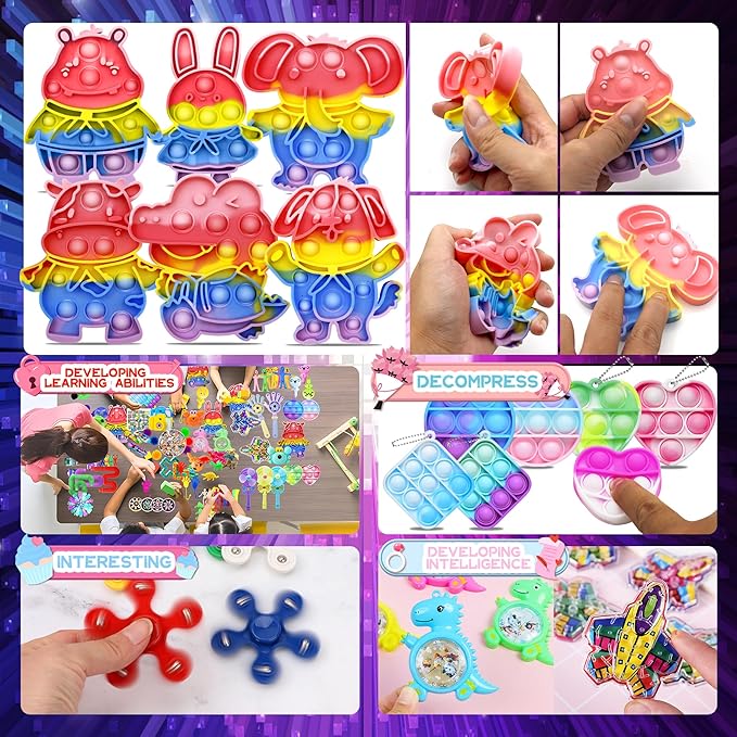 1000+ PCS Party Favors for Kids,Fidget Toys Pack,Valentines Stocking Stuffers, Birthday Gift, Treasure Box,Goodie Bag Stuffers, Carnival Prizes, Toys Filler Sensory Toy for Classrooom