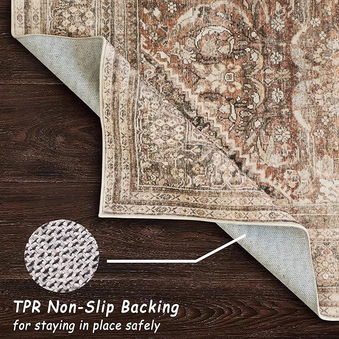 vivorug Runner Rug 2'x8' Vintage Washable Non-Slip Runners for Hallways Kitchen Entryway Laundry Room Carpet Hallway Runner Earth Tone