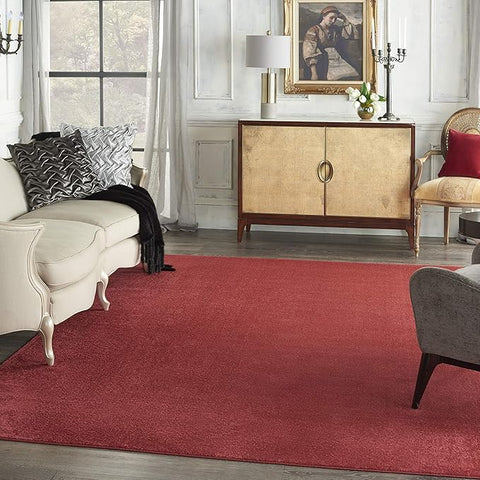 Nourison Essentials Indoor/Outdoor Brick Red 7' x 10' Area Rug, Easy Cleaning, Non Shedding, Bed Room, Living Room, Dining Room, Backyard, Deck, Patio (7x10)