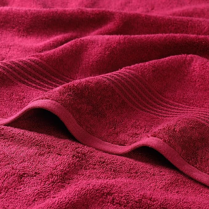 Superior Egyptian Cotton 4-Piece Bath Towel Set for Shower, Bath, Spa, Resort, Hotel, Soft Body Towels, Airbnb Essentials, Apartment, Dorm, Quick Dry, Absorbent, Bathroom Basics, Burgundy