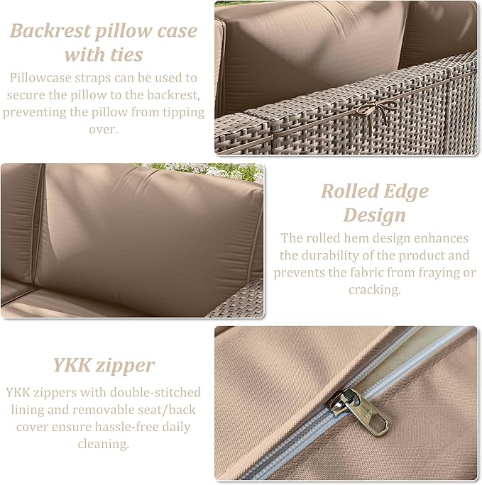 14 Pcs Outdoor Cushion Slipcovers Outdoor Patio Cushion Covers Replacement Waterproof with Zipper for Outdoor Furniture, Patio Sofa Couch 3 Sizes, Covers Only
