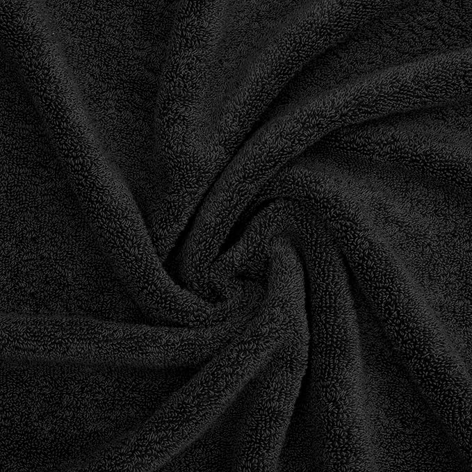 American Soft Linen Salem Washcloth Sets, 4 Piece Luxury 600 GSM 100% Cotton Washcloths for Bathroom, 13x13 inches Washrags Premium Quality Hand Face Towels, Black