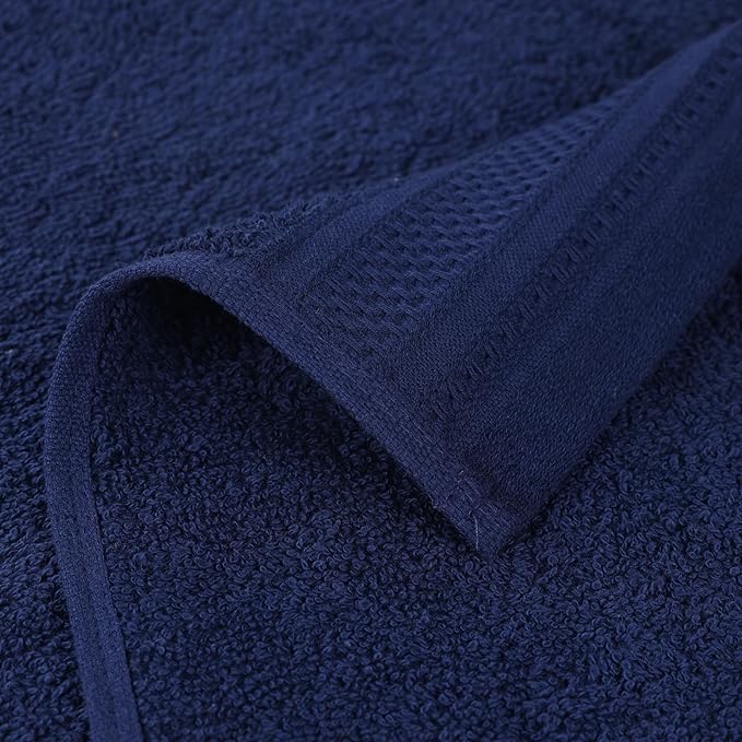 Superior Honeycomb Cotton Medium Weight Towels, for Bathroom, Shower, Spa, Pool, Quick Dry, Adults, Home Essentials, Textured Waffle Border, Oversized Large Towels, Bath Sheets, Set of 2, Navy Peony