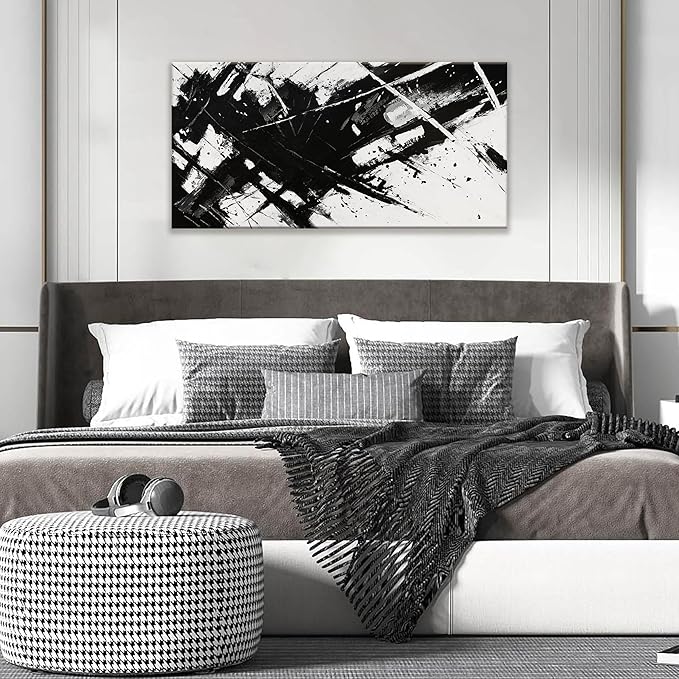 TAIJXAGSG Abstract Wall Art Ready To Hang Canvas Art Wall Decor Modern Paintings Black And White Wall Art Prints Canvas Painting For Bathroom Wall Decor Bedroom Office20 X 40"