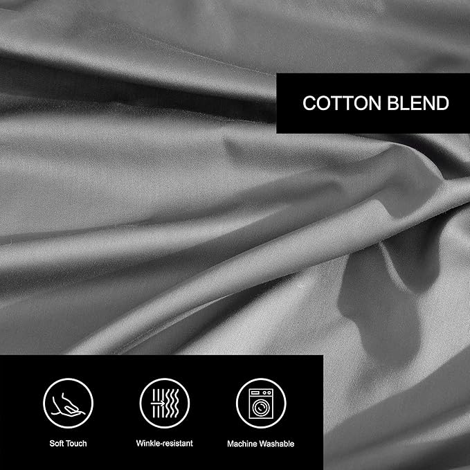 Vera Wang - Queen Sheet Set, Luxury Sateen Cotton Bedding, 800 Thread Count, Soft & Smooth Bedding Set (Charcoal, King)
