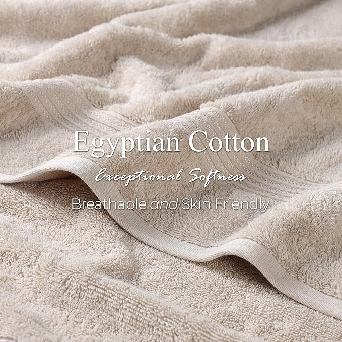 Superior Egyptian Cotton Hand Towel Set, Small Towels for Home Bathroom, Master, Guest Bath, Decor Essentials, Quick Dry, Absorbent, Kitchen, Spa, Hotel, Resort, Adult, Kids, Set of 8, Stone