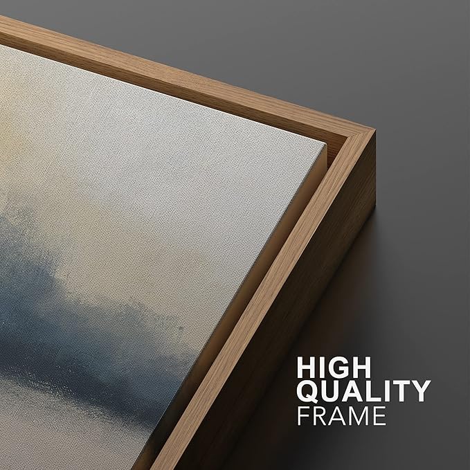 MUDECOR Framed Canvas Print Wall Art Set Gray & Tan Grunge Pastel Watercolor Landscape Abstract Shapes Illustrations Modern Art Decorative Boho for Living Room, Bedroom, Office - 24"x36"x2 Natural