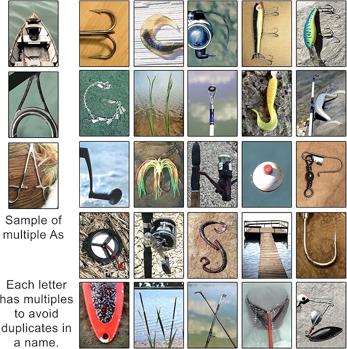 Personalized Fishing Name Alphabet Art - Perfect for The Man cave, Office, or Boy's Room. (Block Mount - 6.5 x 18)
