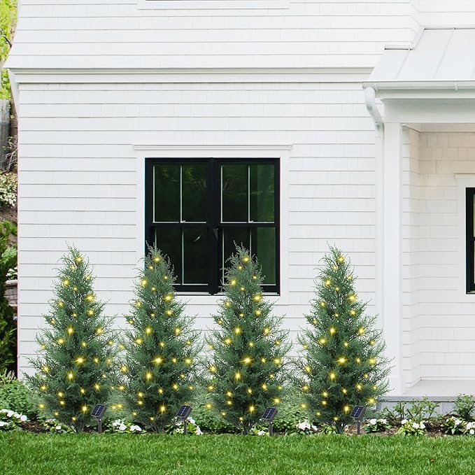 36" Artificial Cedar Topiary Tree for Outdoor,Lifelike UV Protected Front Door Decor, 3ft Faux Pine Shrubs Plants for Front Door Porch Home Office Decor (3FT)