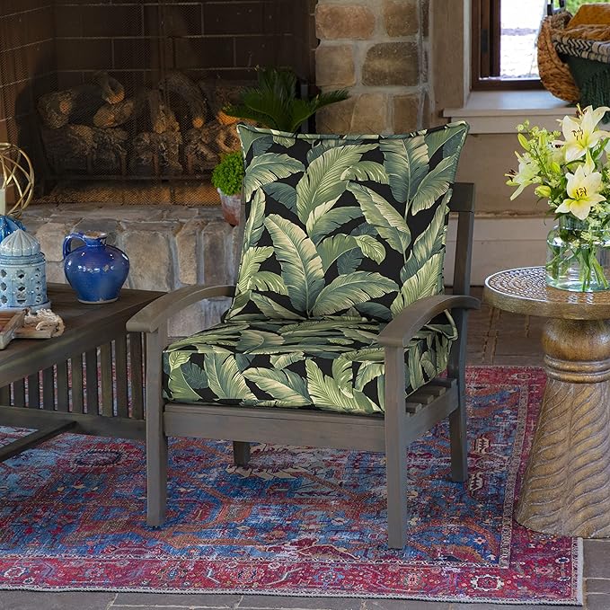 Arden Outdoor Deep Seat Cushion Set, 24 in x 24 in, Weather-Proof, Rain-Proof, Fade Resistant Patio Cushion for Chair, Sofa, and Couch Onyx Cebu