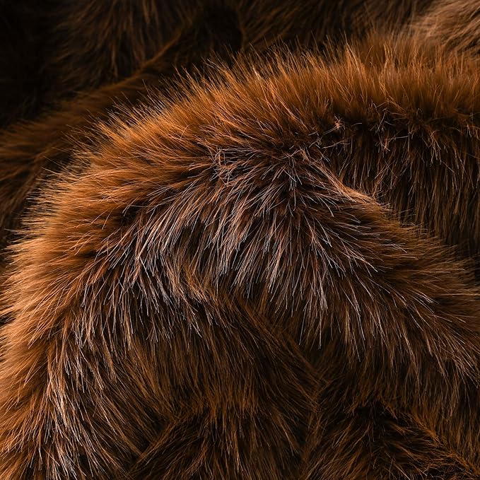 BATTILO HOME Luxury Fluffy Faux Fur Throw Blanket, Golden Brown Faux Fur Blanket for Couch, Sofa, Chair, Bed, Furry Silky Fur Throws with Long Pile, 50"x60"