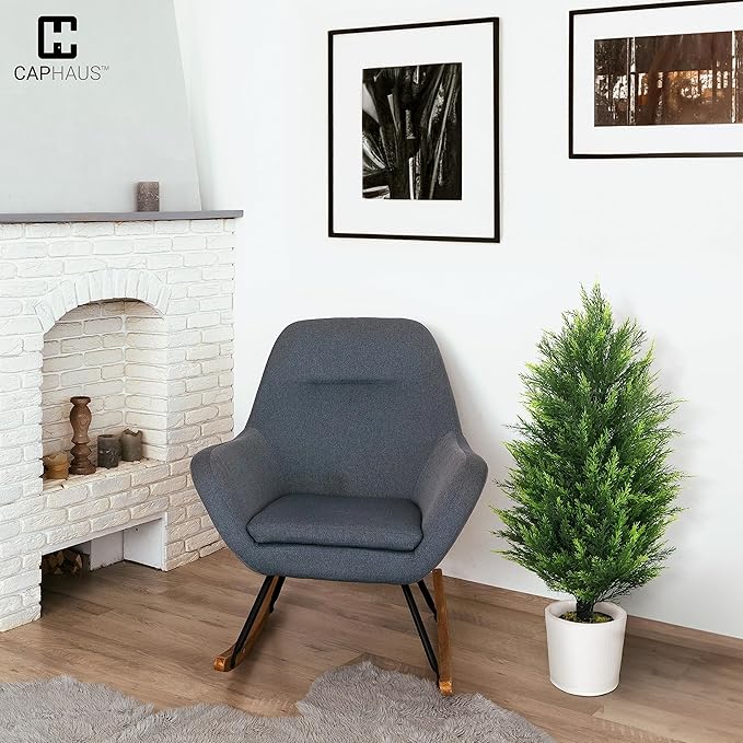 CAPHAUS 3 FT Artificial Cedar Tree Set of 2-36 Inch UV Resistant Faux Topiary Trees with Dried Moss for Indoor/Outdoor | Porch, Patio & Garden Decor