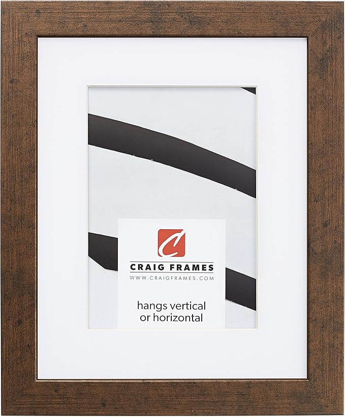 Craig Frames Essentials, Modern 1 Inch Wide 12 x 12 Inch Rustic Copper Picture Frame Matted to Display a 9 x 9 Inch Photo