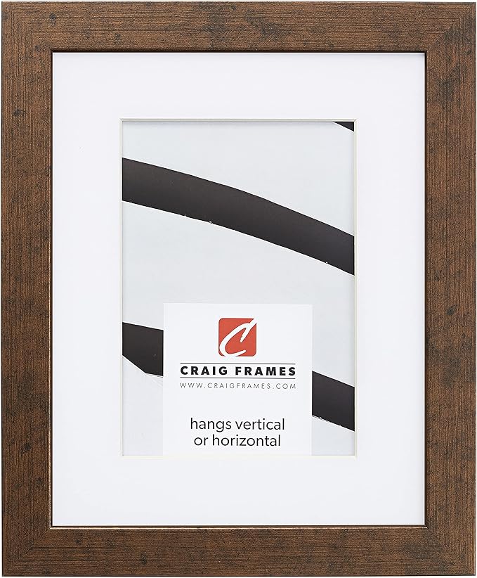 Craig Frames Essentials, Modern 1 Inch Wide 13 x 19 Inch Rustic Copper Picture Frame Matted to Display a 9 x 13 Inch Photo